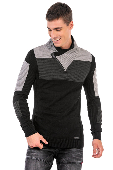 CP248 sweter męski z kołnierzem