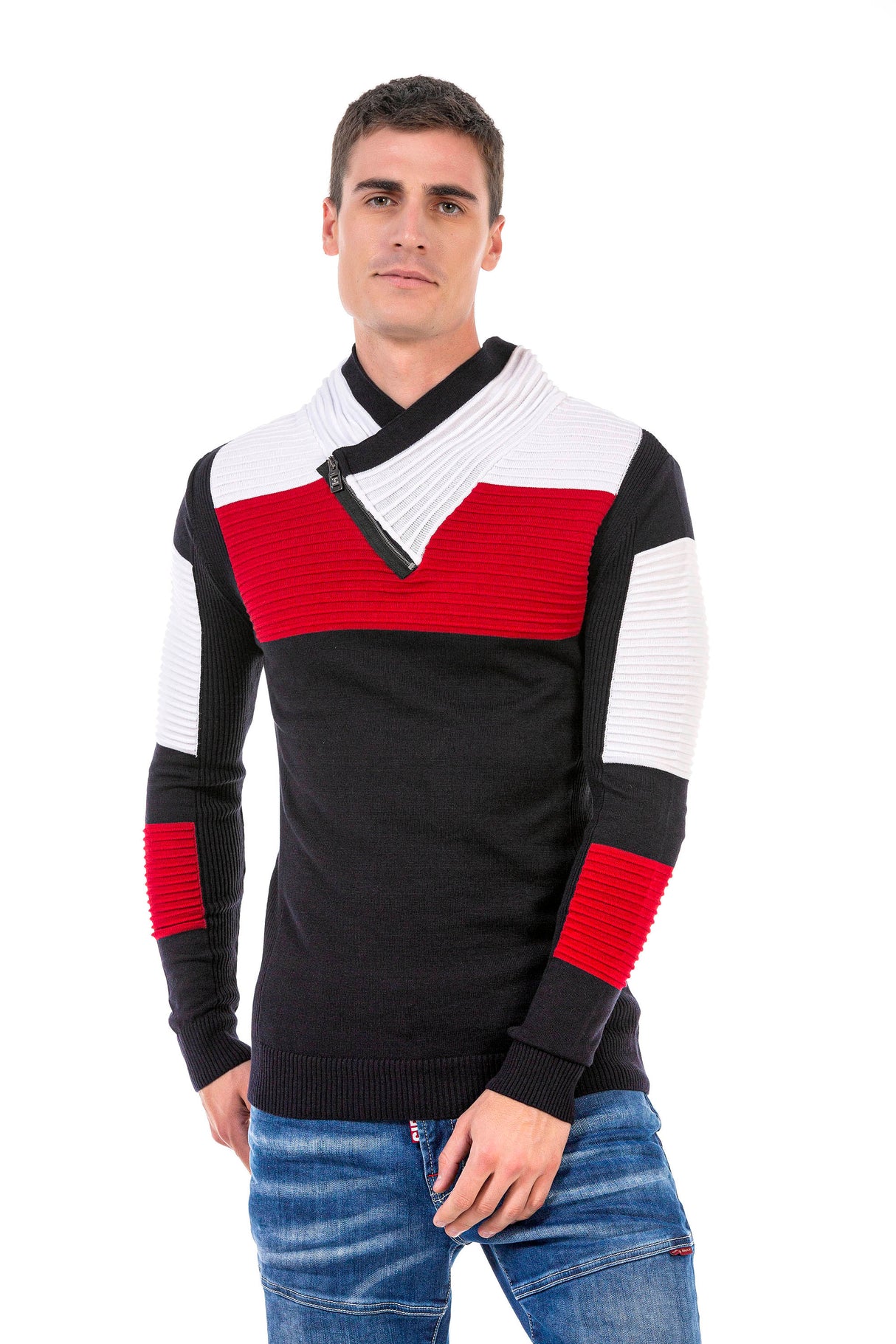 CP248 sweter męski z kołnierzem