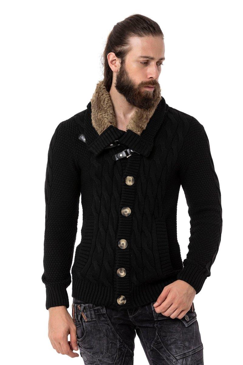 CP265 Hombres tejiendo suéter con collar de chal de moda