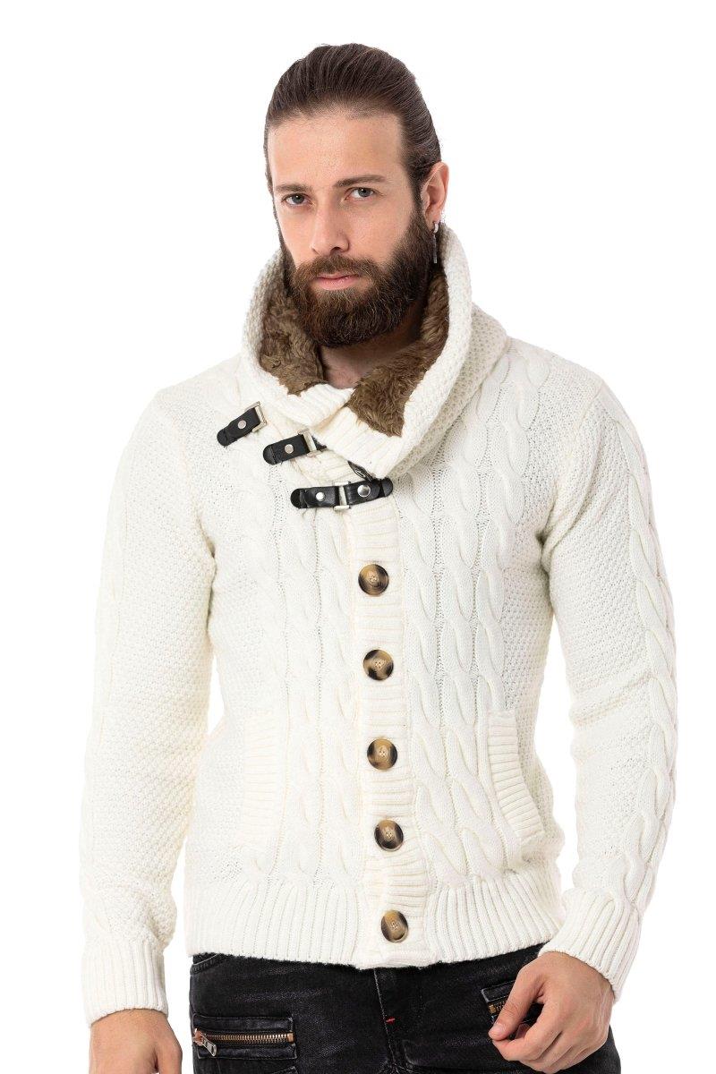 CP265 Hombres tejiendo suéter con collar de chal de moda