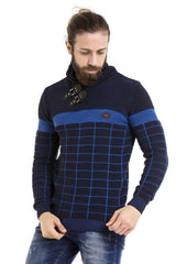 CP279 Herren Strickpullover mit trendigem Karomuster