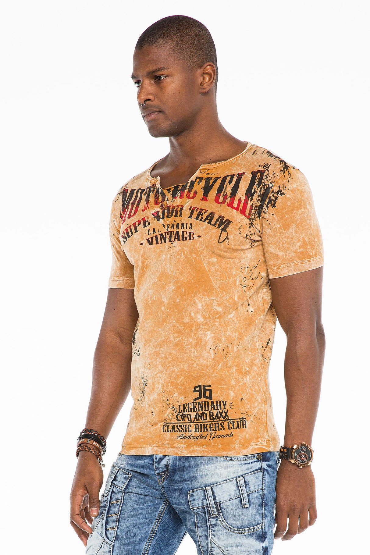 CT504  Cipo & Baxx Camiseta estilo Henley