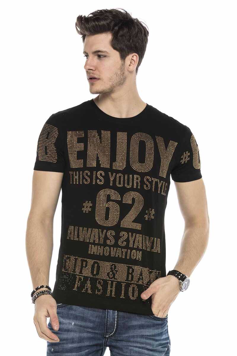 CT543 T-shirt Maschile con Elegante Stampa All-over