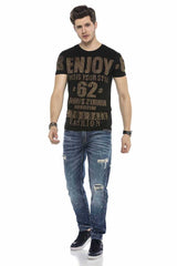 CT543 T-shirt Maschile con Elegante Stampa All-over