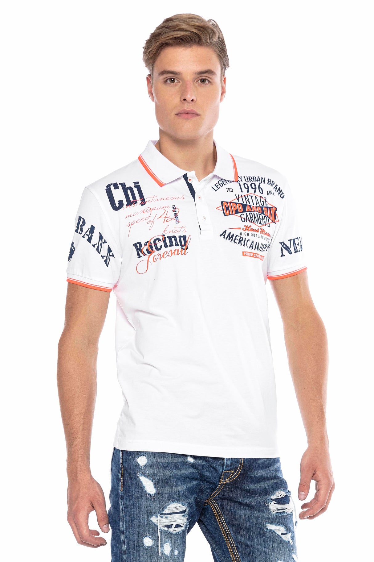 CT603 t-shirt męski polo z nadrukiem