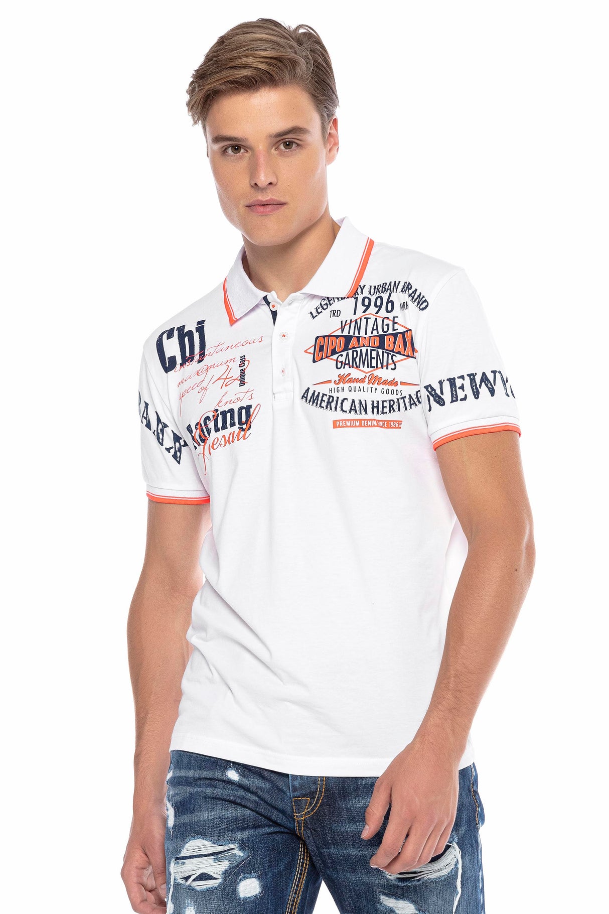 CT603 t-shirt męski polo z nadrukiem
