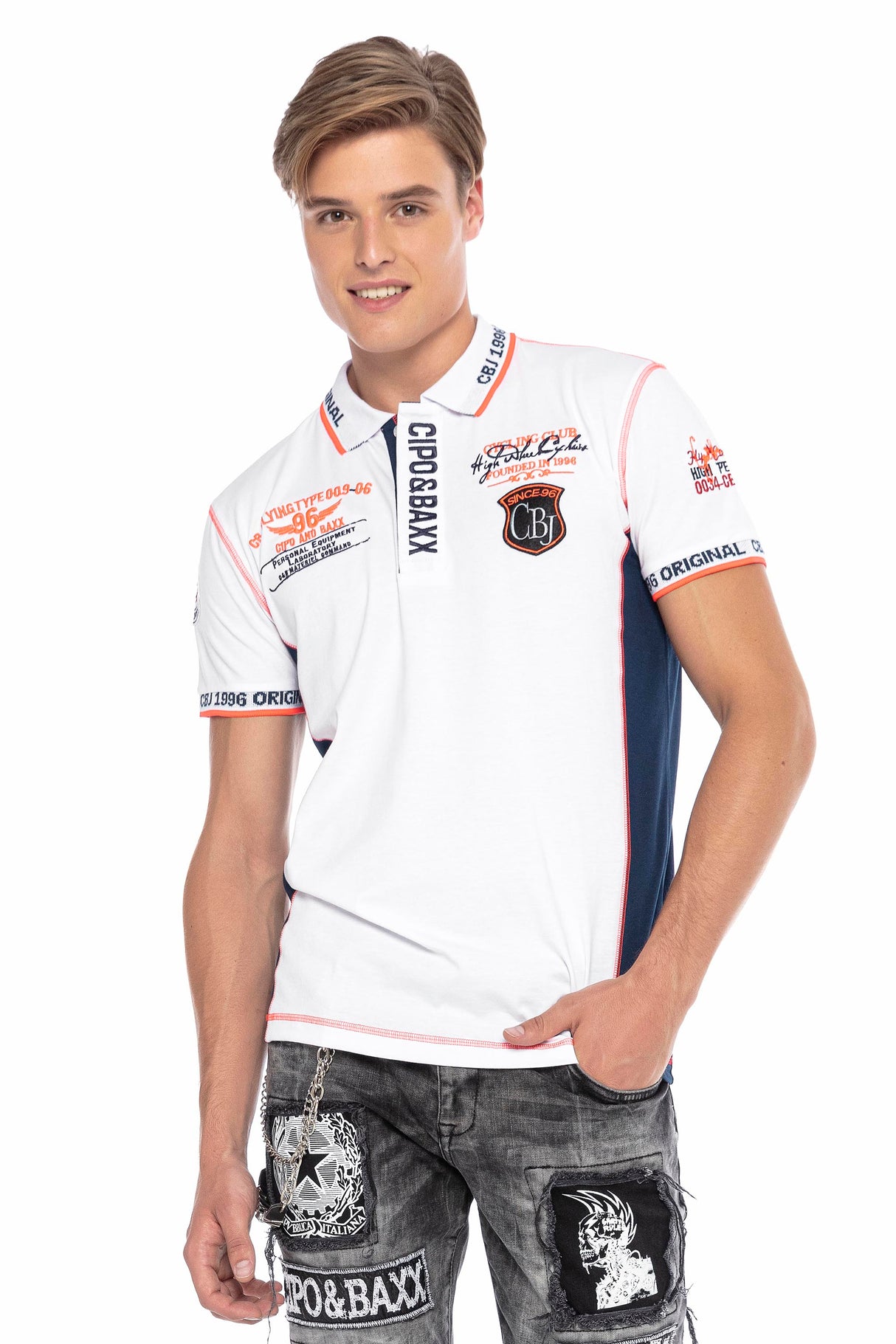 CT605 Uomo Poloshirt con cuciture a contrasto alla moda