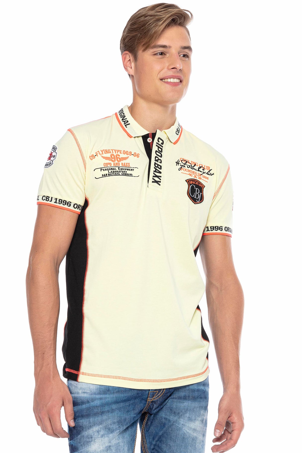CT605 Uomo Poloshirt con cuciture a contrasto alla moda