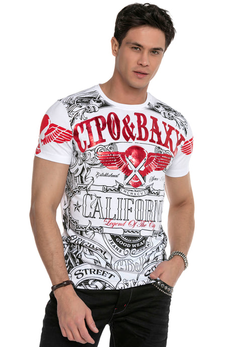 CT656 T-shirt Uomo con Stampa alla Moda