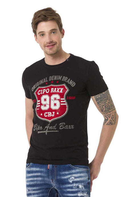 CT670 t-shirt męski z nadrukiem ozdabiany kamieniami