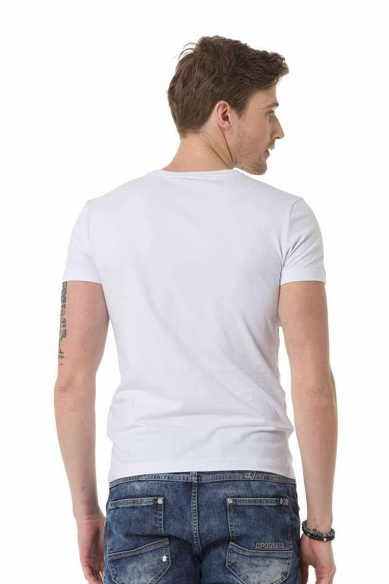 CT676 T-shirt Maschile con Grande Stampa Anteriore