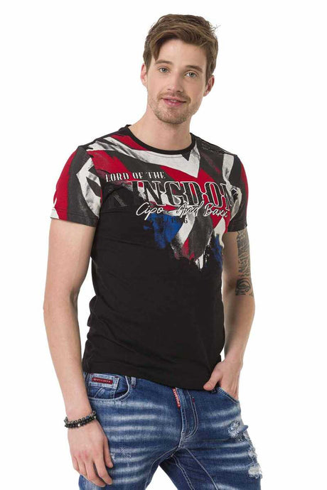 CT683 T-shirt Maschile con Grande Stampa Anteriore