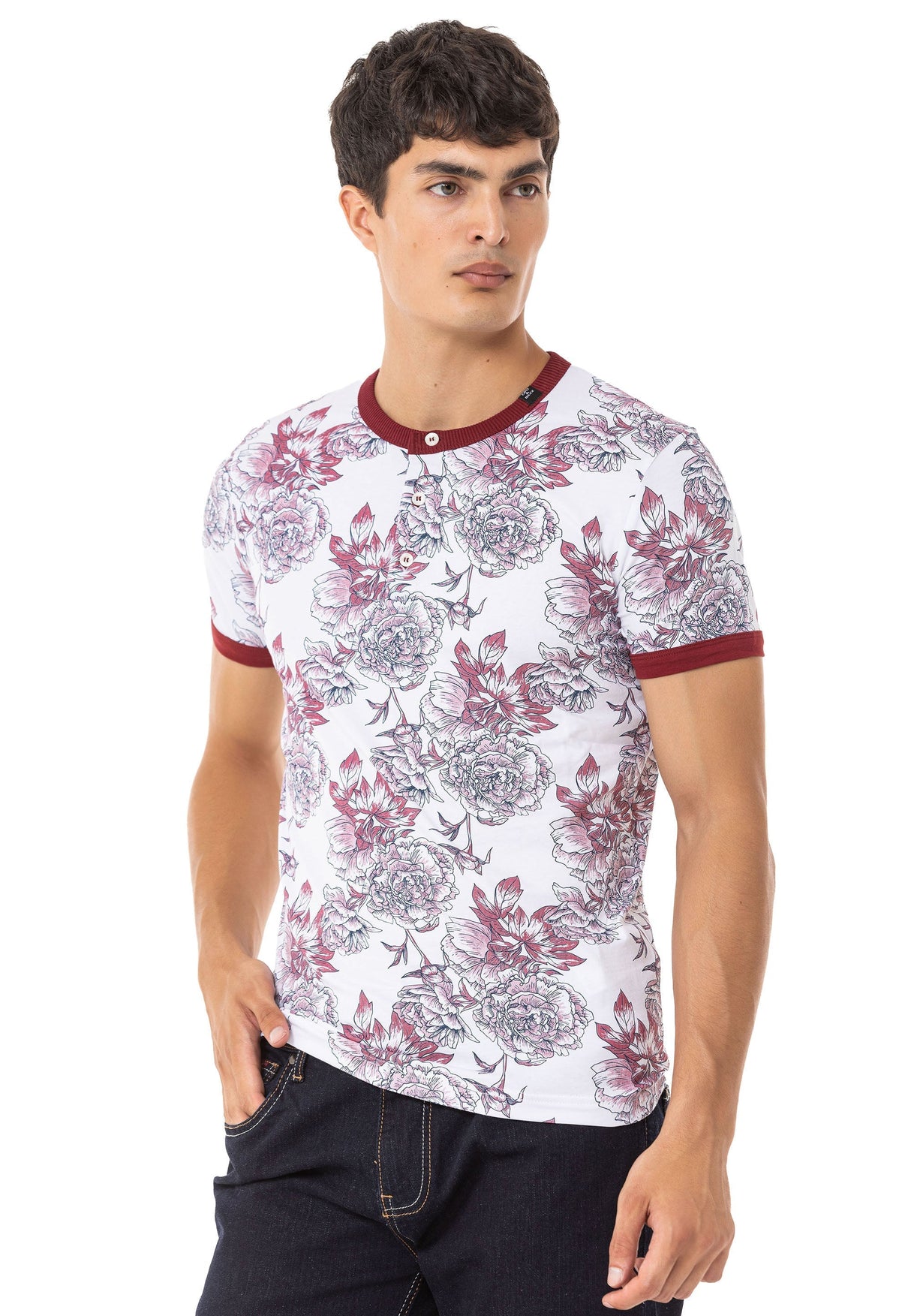 CT707 Heren T-shirt voor heren met Bloemenprint