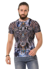 CT719 Herren T-Shirt mit laserbedrucktes Kreuzflügelmuster