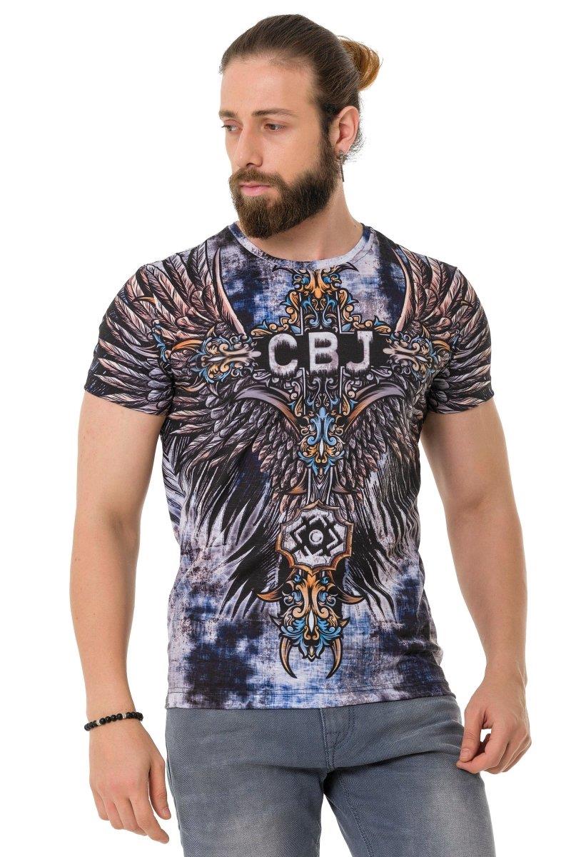 CT719 Herren T-Shirt mit laserbedrucktes Kreuzflügelmuster