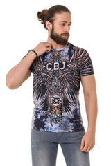 CT719 Herren T-Shirt mit laserbedrucktes Kreuzflügelmuster