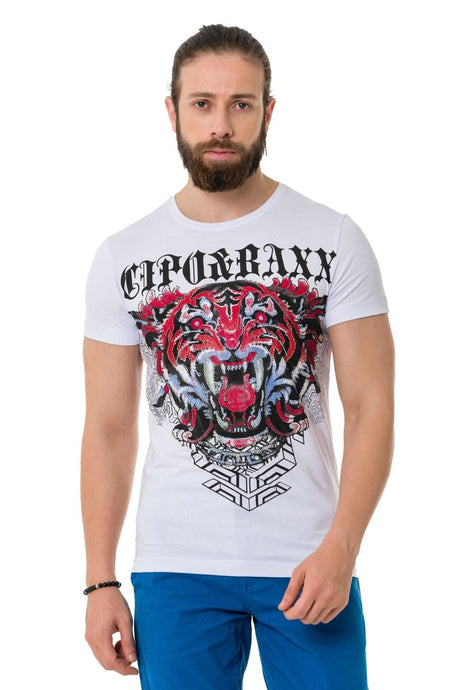 CT729 T-shirt da Uomo con Stampa di Tigre