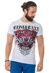 CT729 Herren T-Shirt mit stilvolles Löwen-Grafikdruck