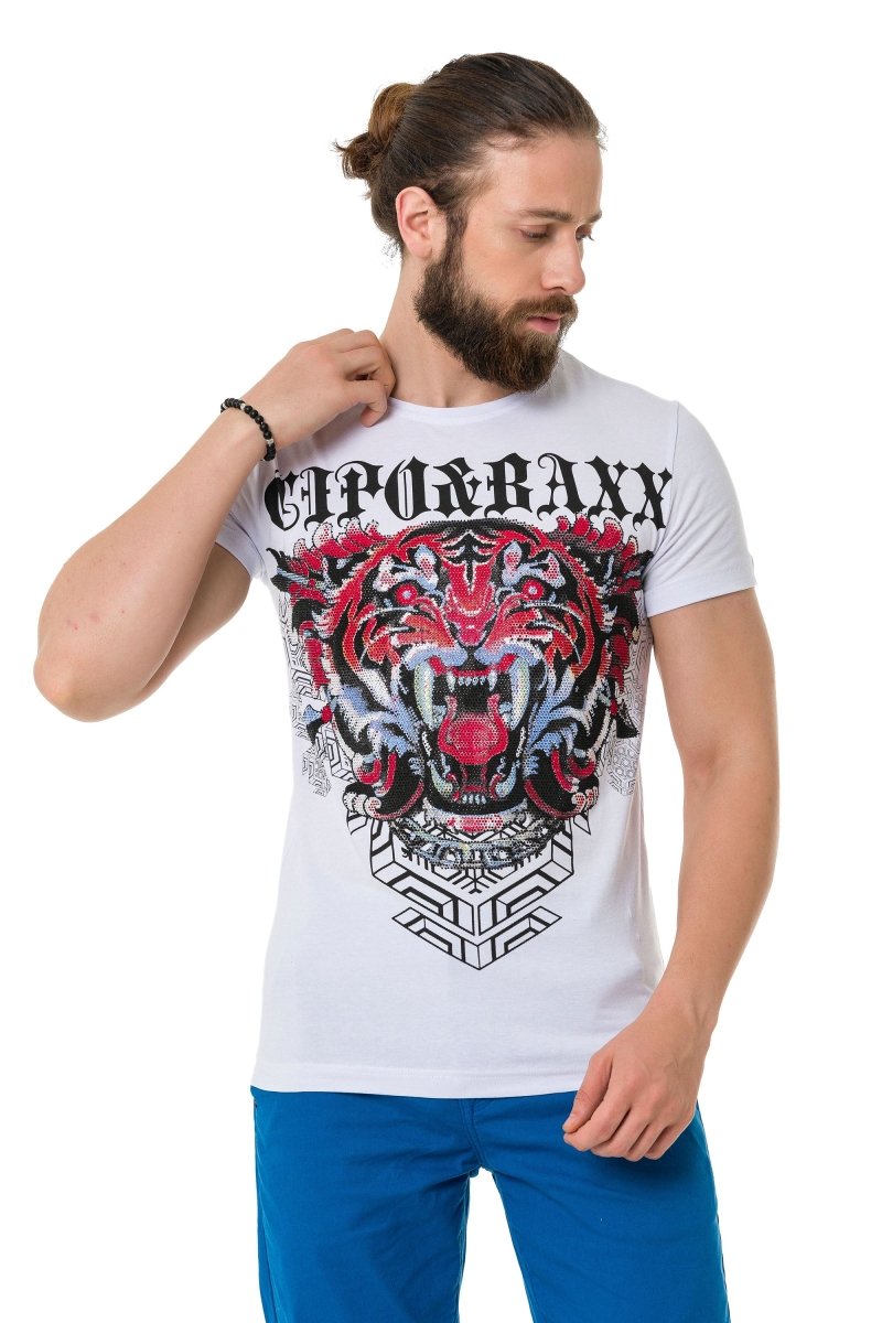 CT729 Herren T-Shirt mit stilvolles Löwen-Grafikdruck