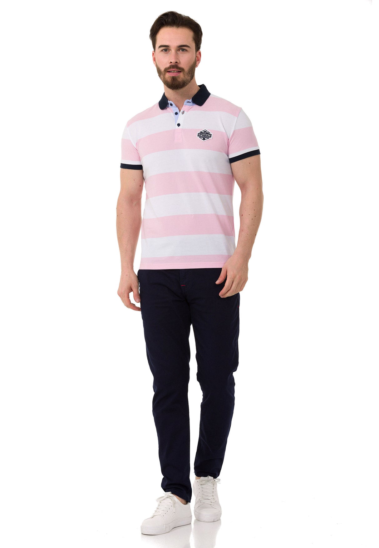 CT741 t-shirt polo w pasy