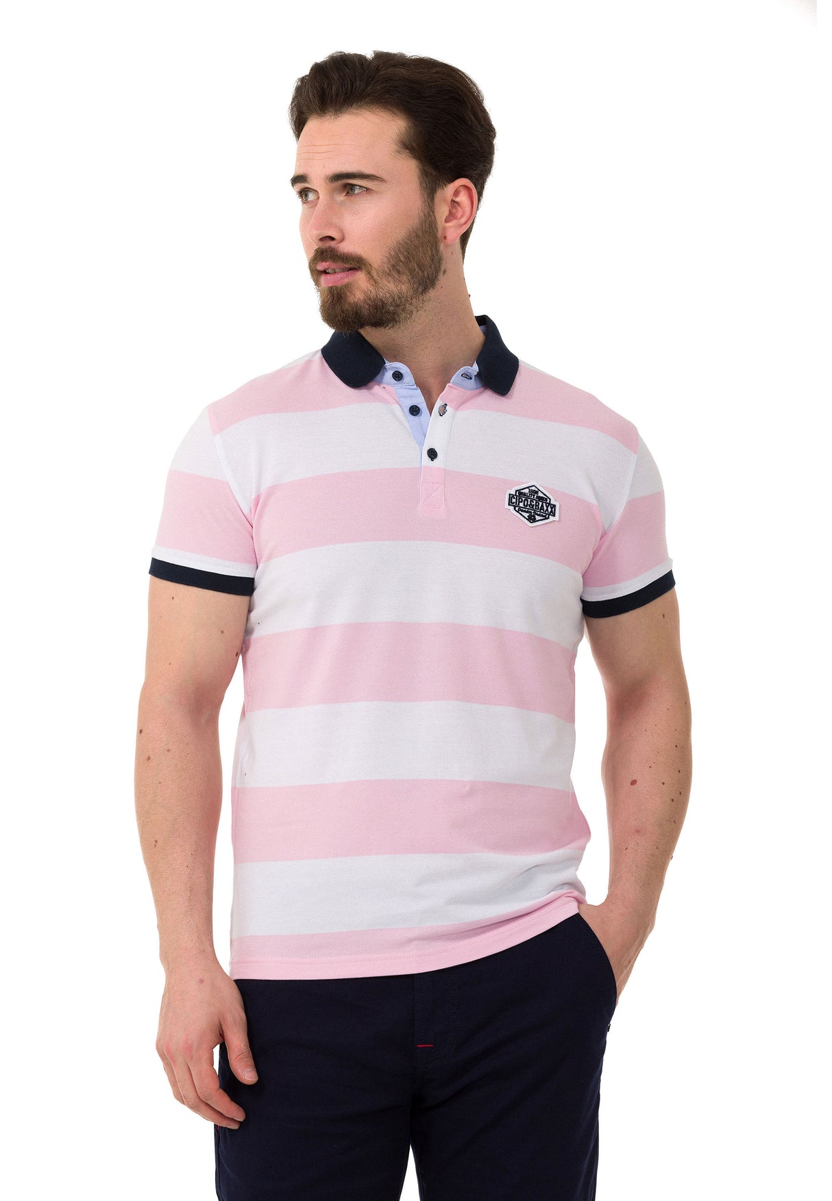 CT741 t-shirt polo w pasy