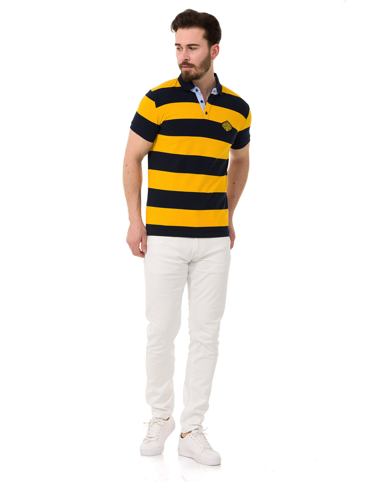 CT741 t-shirt polo w pasy