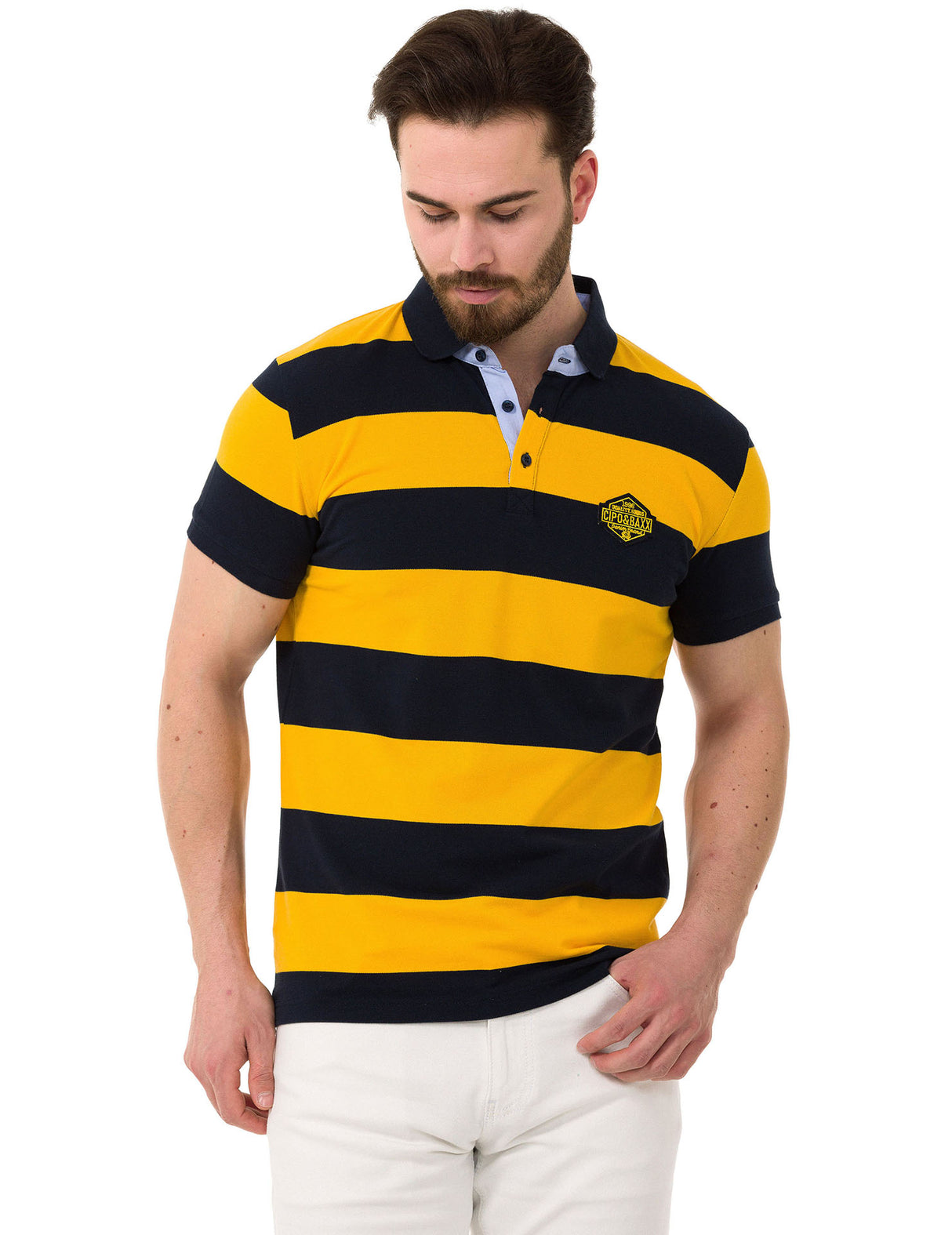 CT741 t-shirt polo w pasy