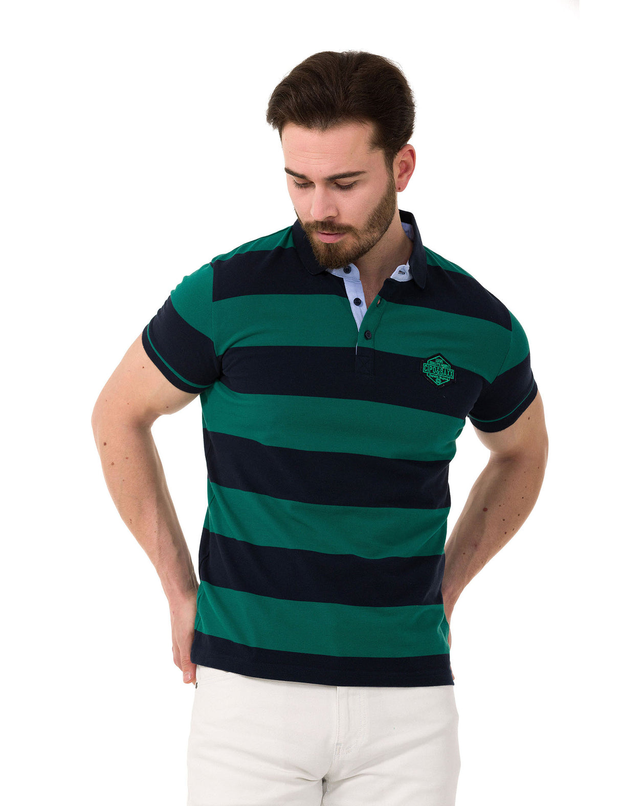 CT741 t-shirt polo w pasy
