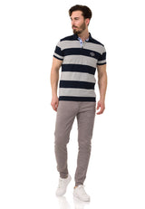 CT741 t-shirt polo w pasy