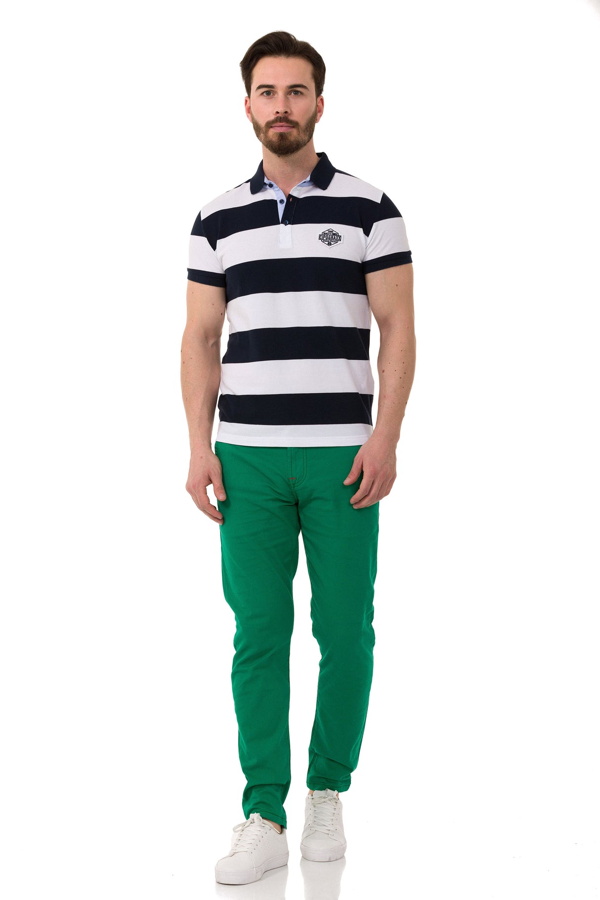 CT741 t-shirt polo w pasy