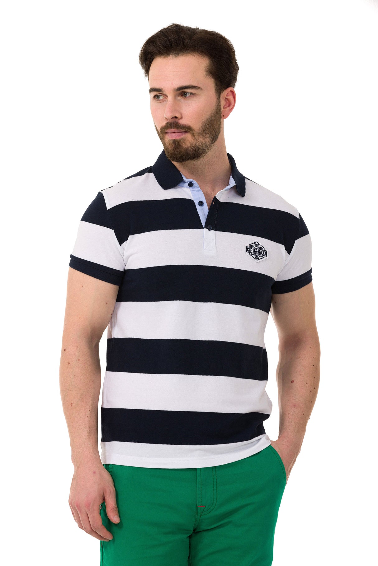 CT741 t-shirt polo w pasy