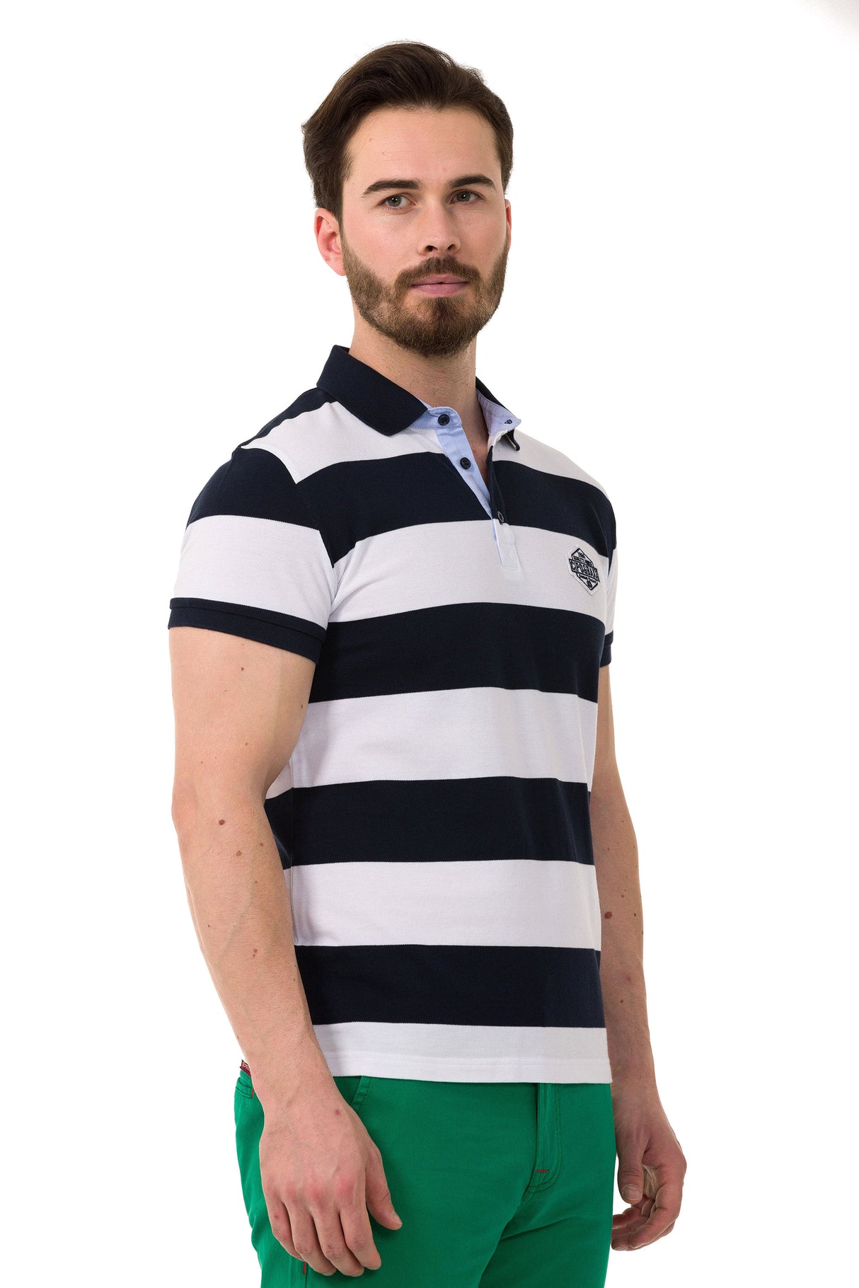 CT741 t-shirt polo w pasy