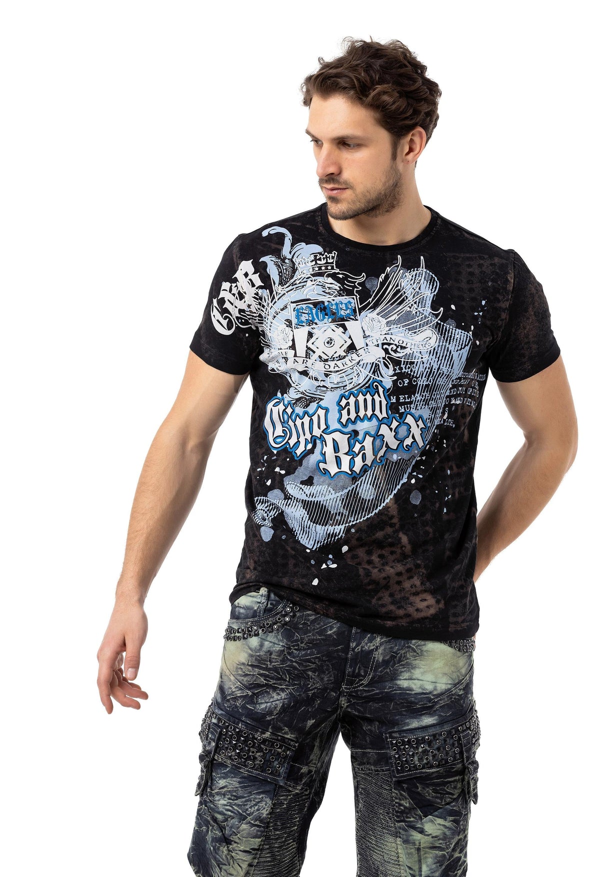 CT782 T-shirt homme avec grande impression