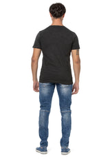 CT789 Heren Biker T-shirt met Ronde Hals