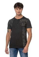 CT789 Heren Biker T-shirt met Ronde Hals