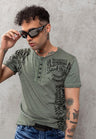 CT789 Heren Biker T-shirt met Ronde Hals