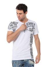 CT789 Heren Biker T-shirt met Ronde Hals