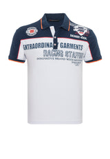 CT803-t-shirt męski polo z  nadrukiem i aplikacją