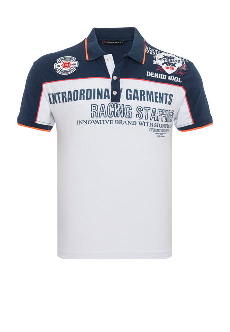 CT803-Herren Polo T-Shirt im Regular Fit mit Print und Applikation
