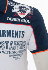 CT803-t-shirt męski polo z  nadrukiem i aplikacją