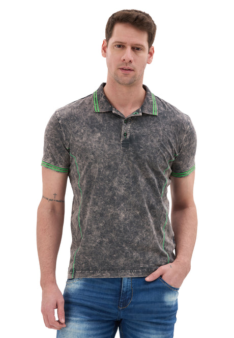 CT852 Men’s Polo T‑Shirt with Denim Look and Contrast Stitching