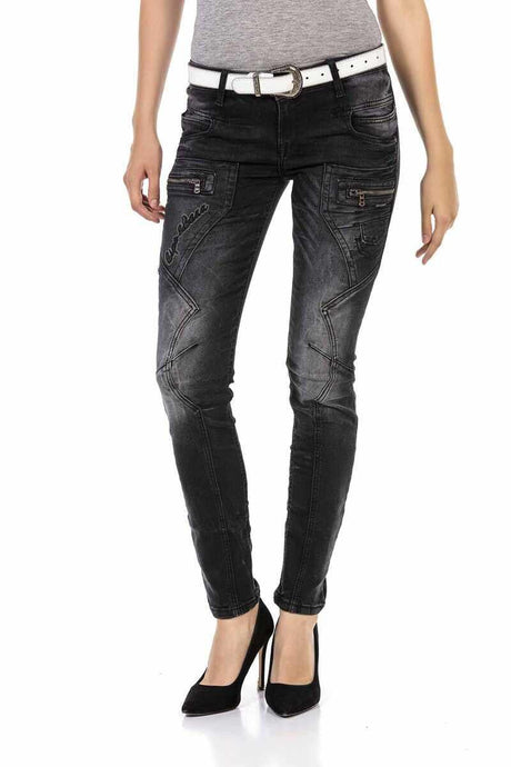 WD437 Women Weans Slim-Fit con cuciture decorative alla moda