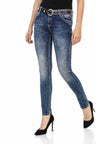 WD427 Women Comfortable Jeans with stone trimmings and brand embroidery