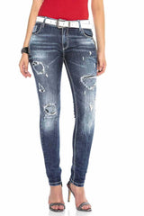 WD423 Women's tube jeans in the trendy destroyed look