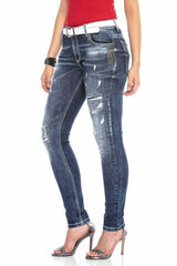 WD423 Damen Röhrenjeans im angesagten Destroyed-Look