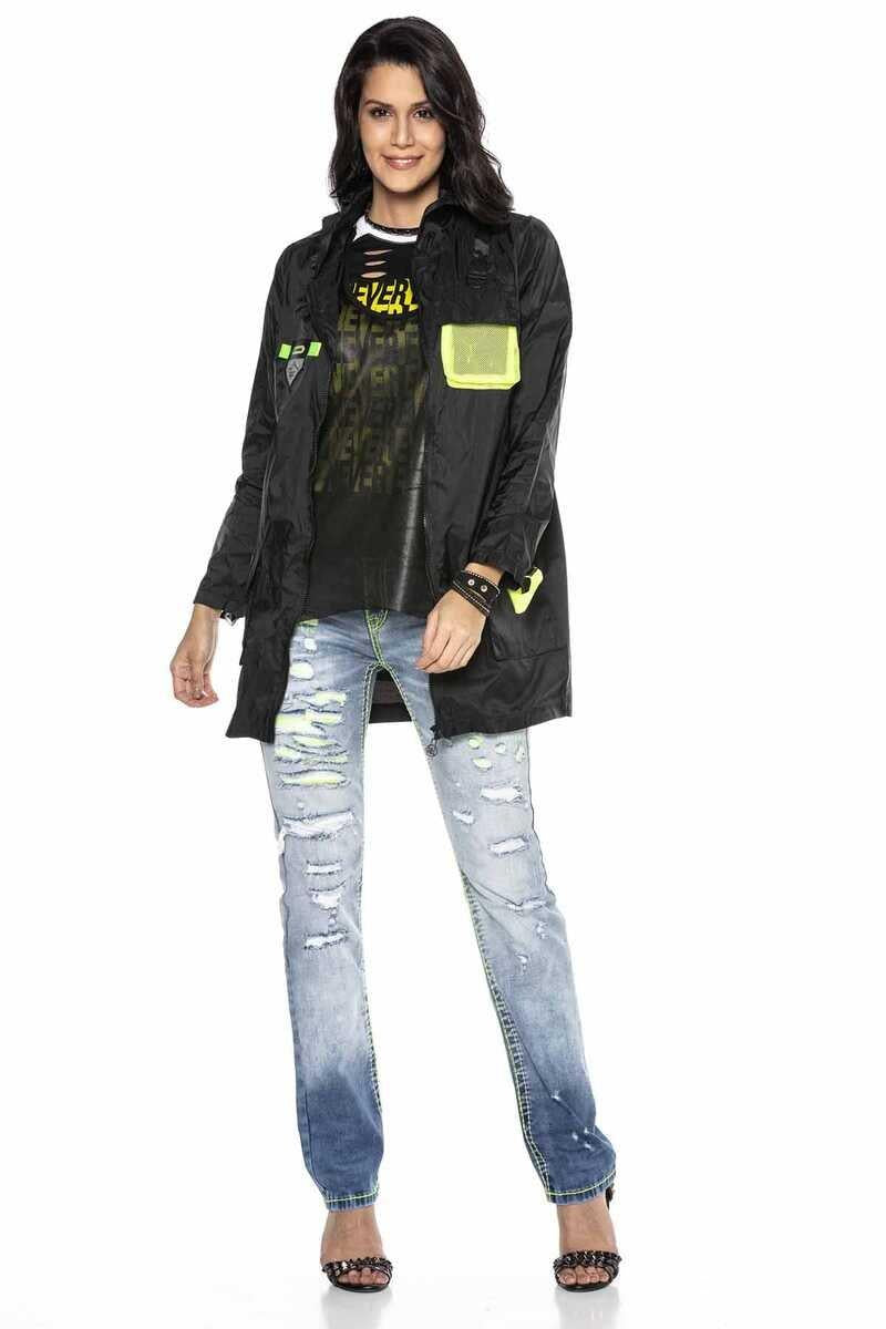 WD415 women comfortable jeans with neon effects