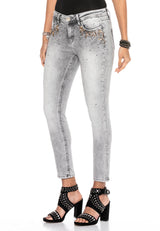 WD407 women Slim-Fit jeans with a great stone trimmings in Skinny-Fit