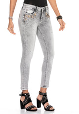 WD407 women Slim-Fit jeans with a great stone trimmings in Skinny-Fit