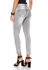 WD407 women Slim-Fit jeans with a great stone trimmings in Skinny-Fit