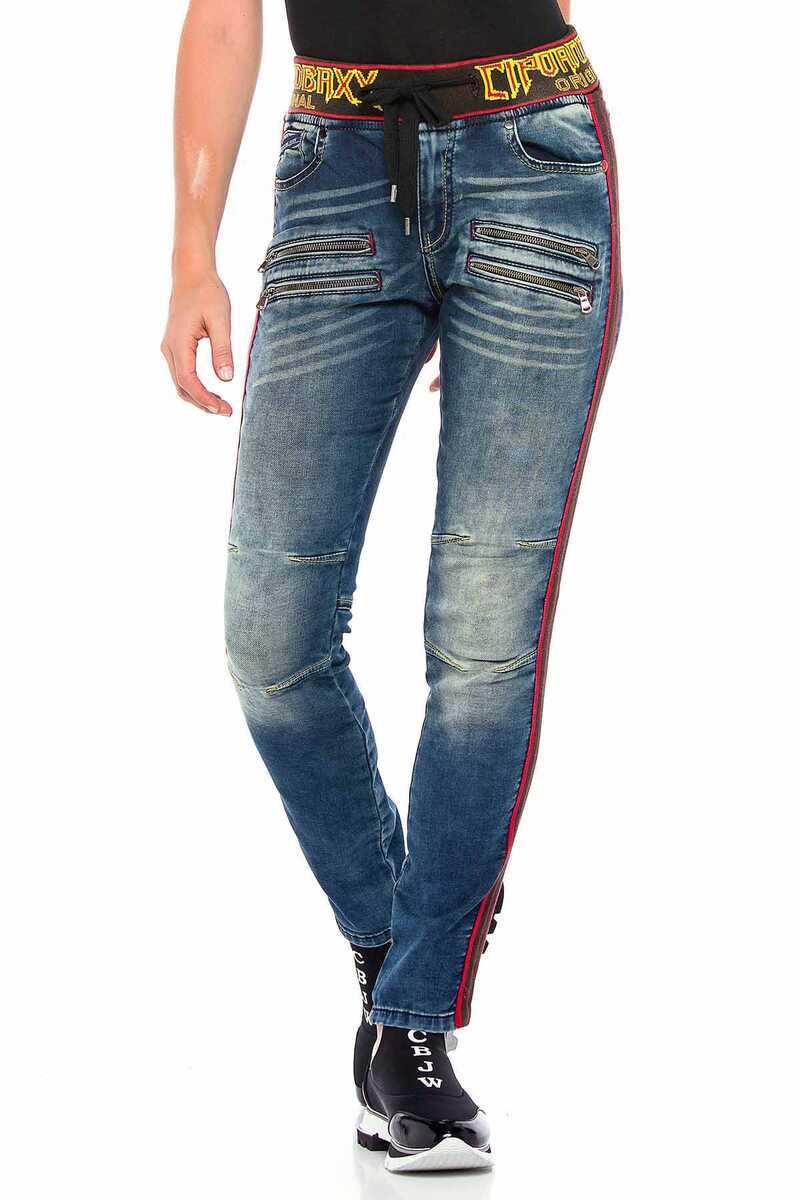 WD384 Mujeres jeans delgados con hombro duro de moda